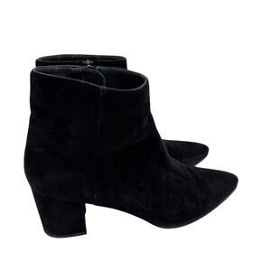 Stuart‎ Weitzman Pointed Suede Ankle Boots Side Zip Black Size 9